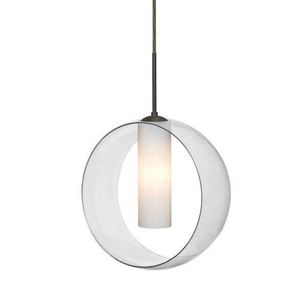 Besa Lighting Plato Cord Pendant, Clear/Opal, Bronze Finish, 1x60W Incandescent 1JT-PLATOCL-BR - main